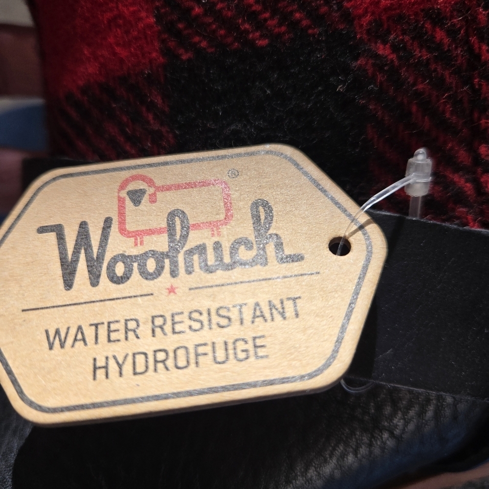 WOOLRICH-New With Tags! Red And Black Plaid Waterproof Wool Ankle Boots. Size 8 - Picture 11 of 11